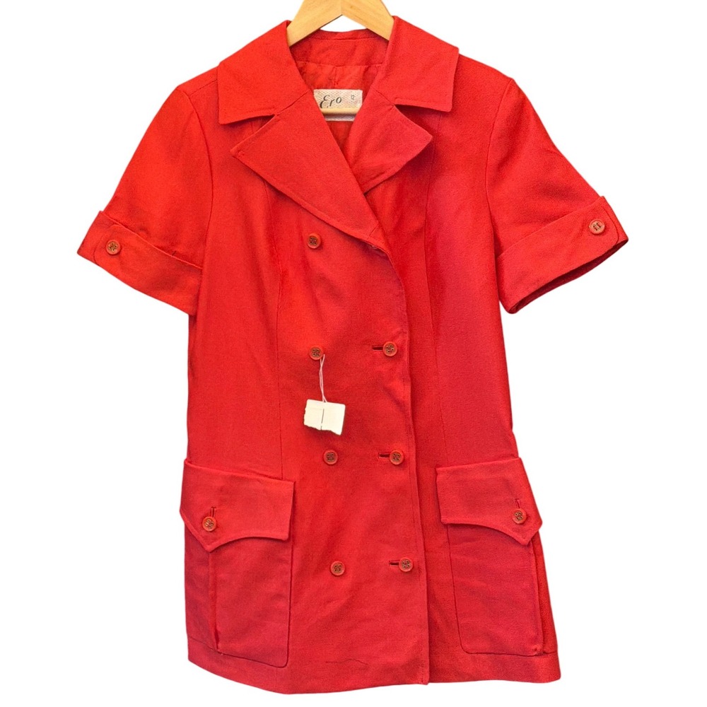 Vintage Ero Deadstock Short Sleeve Jacket Mod Retro 60s Double Breasted Blazer